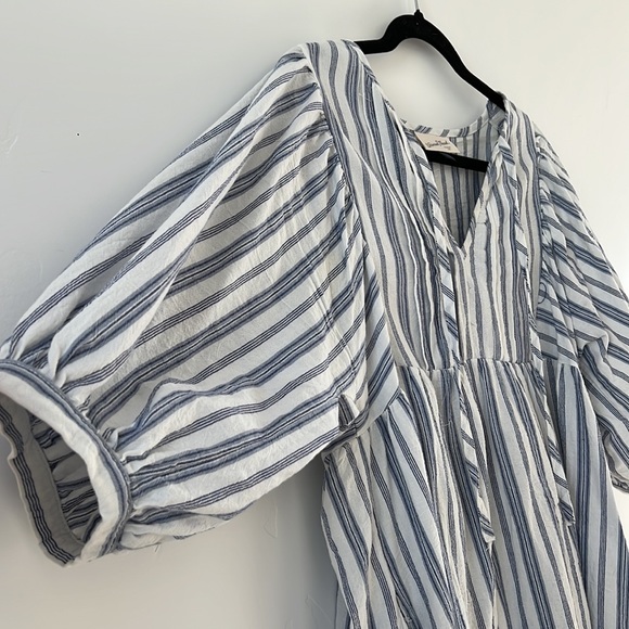 Universal Thread Puff Sleeve Blue and White Stripe Dress - Picture 3 of 4